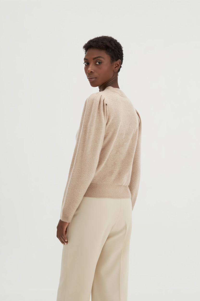 Davida Puff Sleeve Sweater Long Sweaters Sand