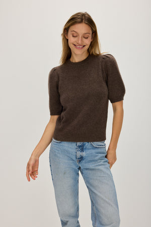 Puff Sleeve T-shirt - Cacao