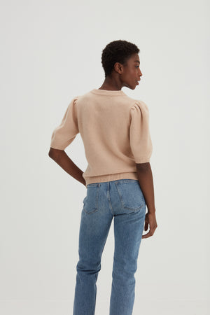 Puff Sleeve T-shirt - Wheat