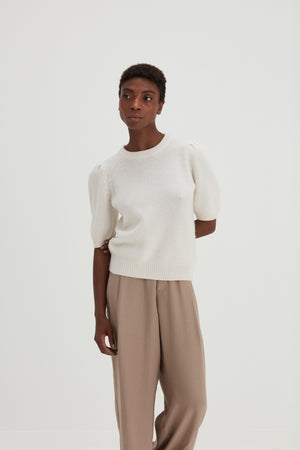 Puff Sleeve T-shirt - White
