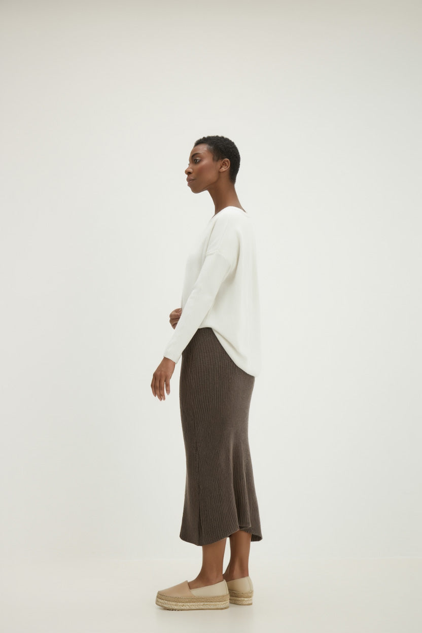 Davida Rib A-line Skirt Skirts Cacao