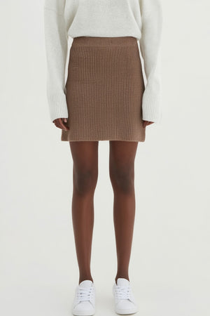 Rib Mini Skirt - Mink