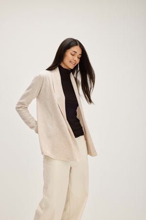 Rollerneck Cardigan - Light Beige