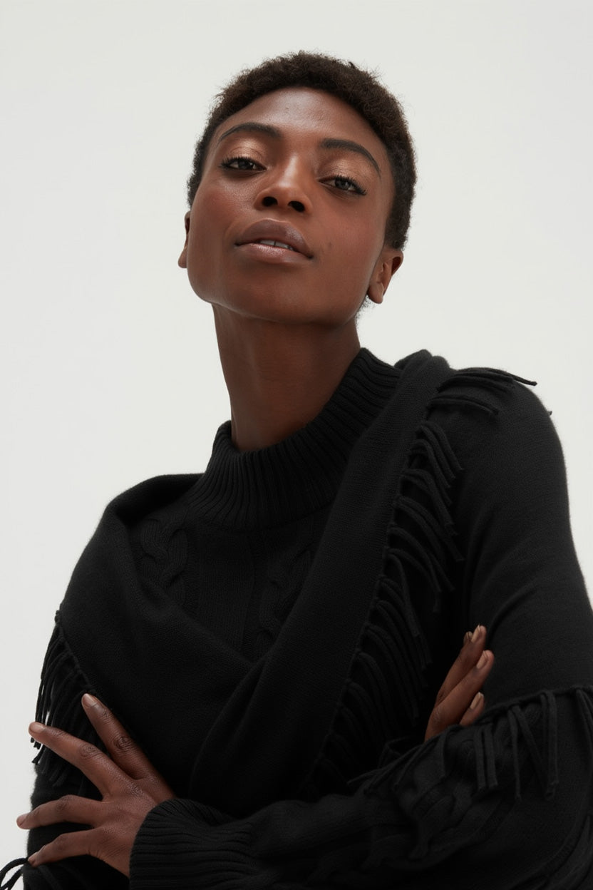 Davida Scarf Fringes Scarf Black