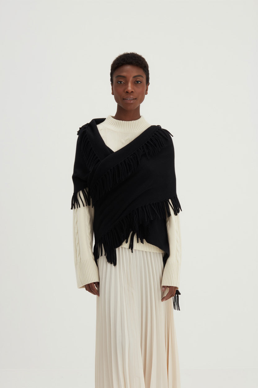 Davida Scarf Fringes Scarf Black