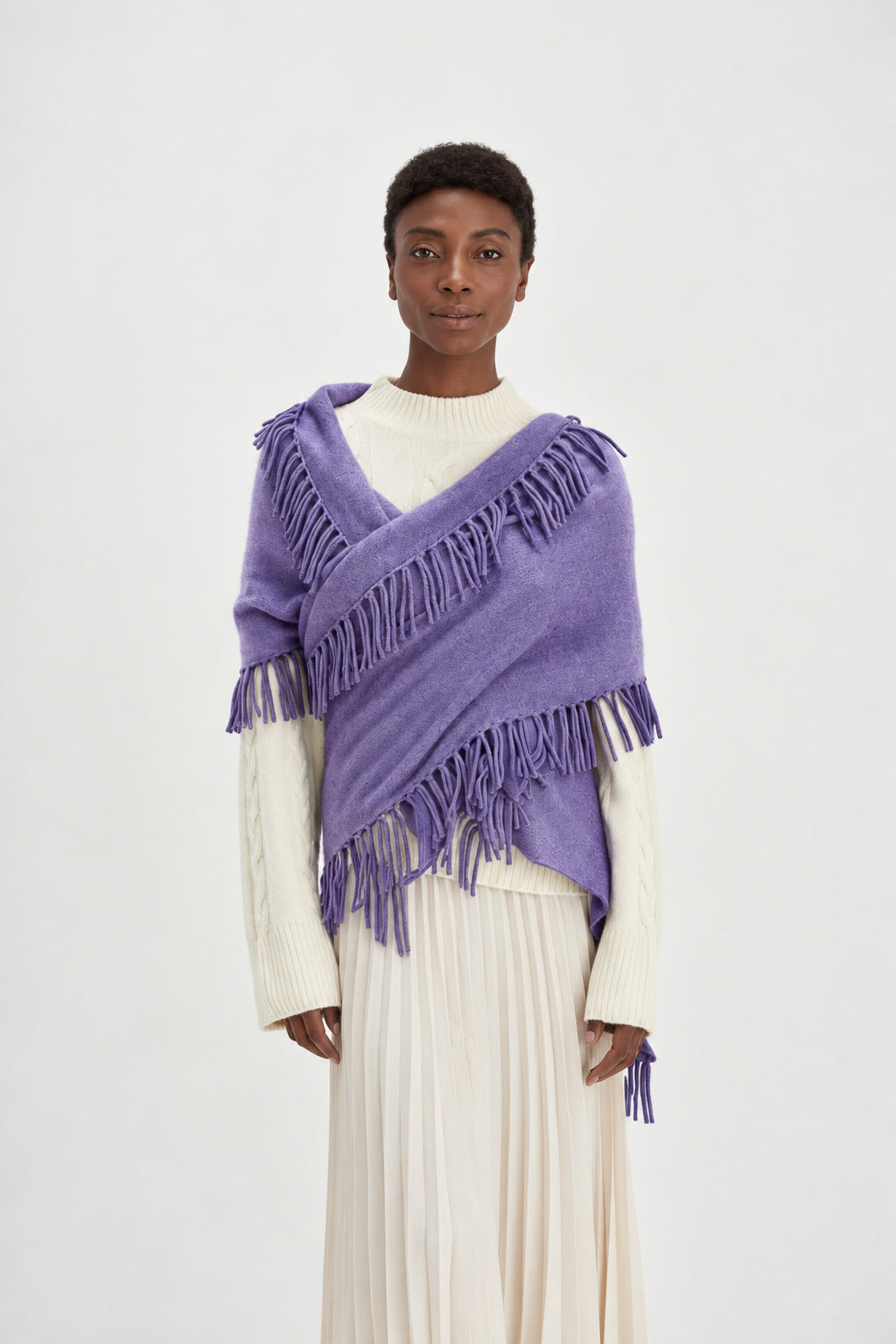 Davida Scarf Fringes Scarf Purple Rust