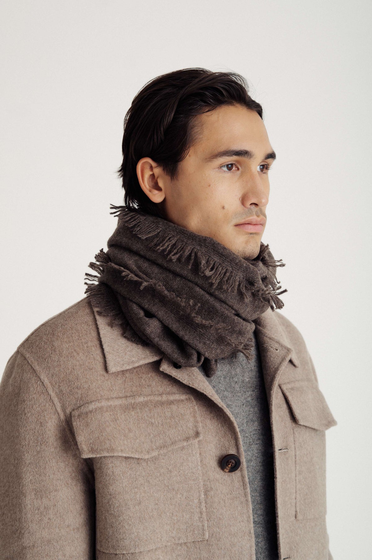 Davida Scarf Small Fringes Accessories Cacao