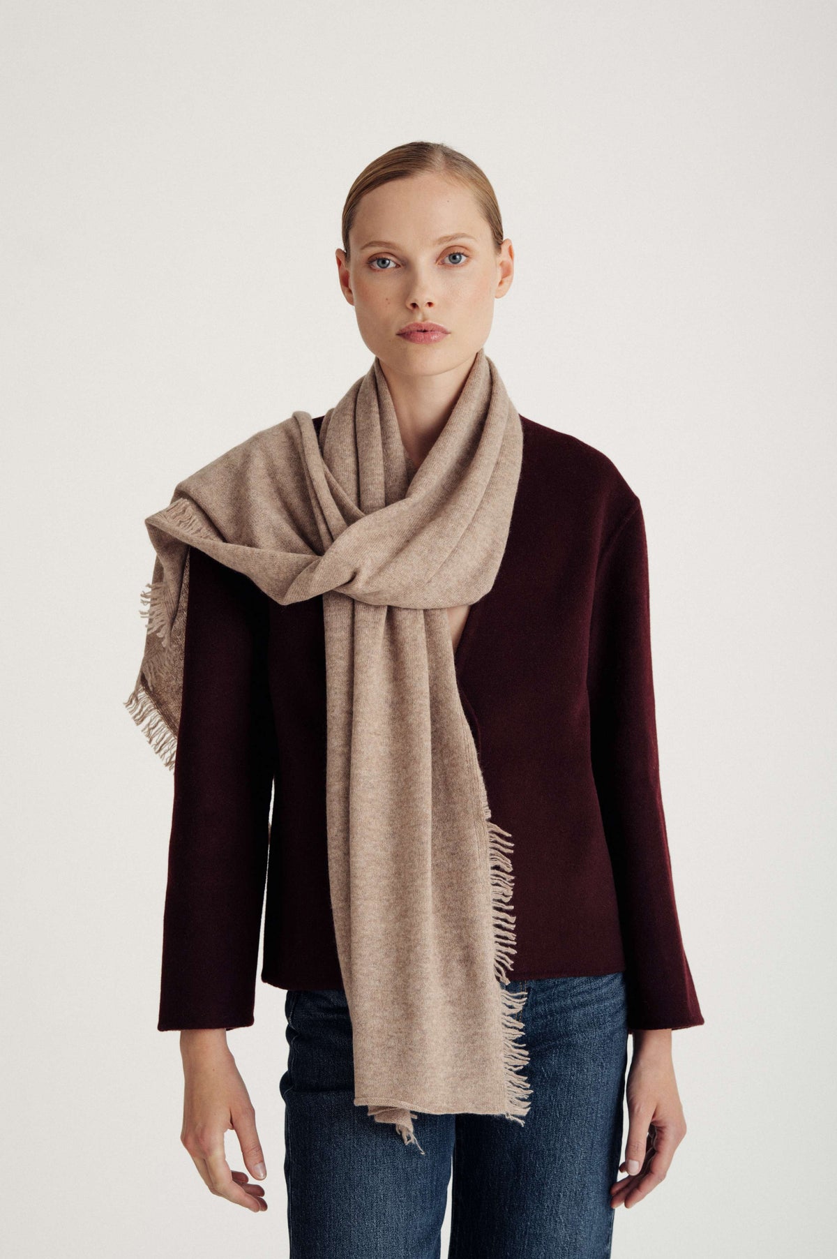 Davida Scarf Small Fringes Accessories Mink