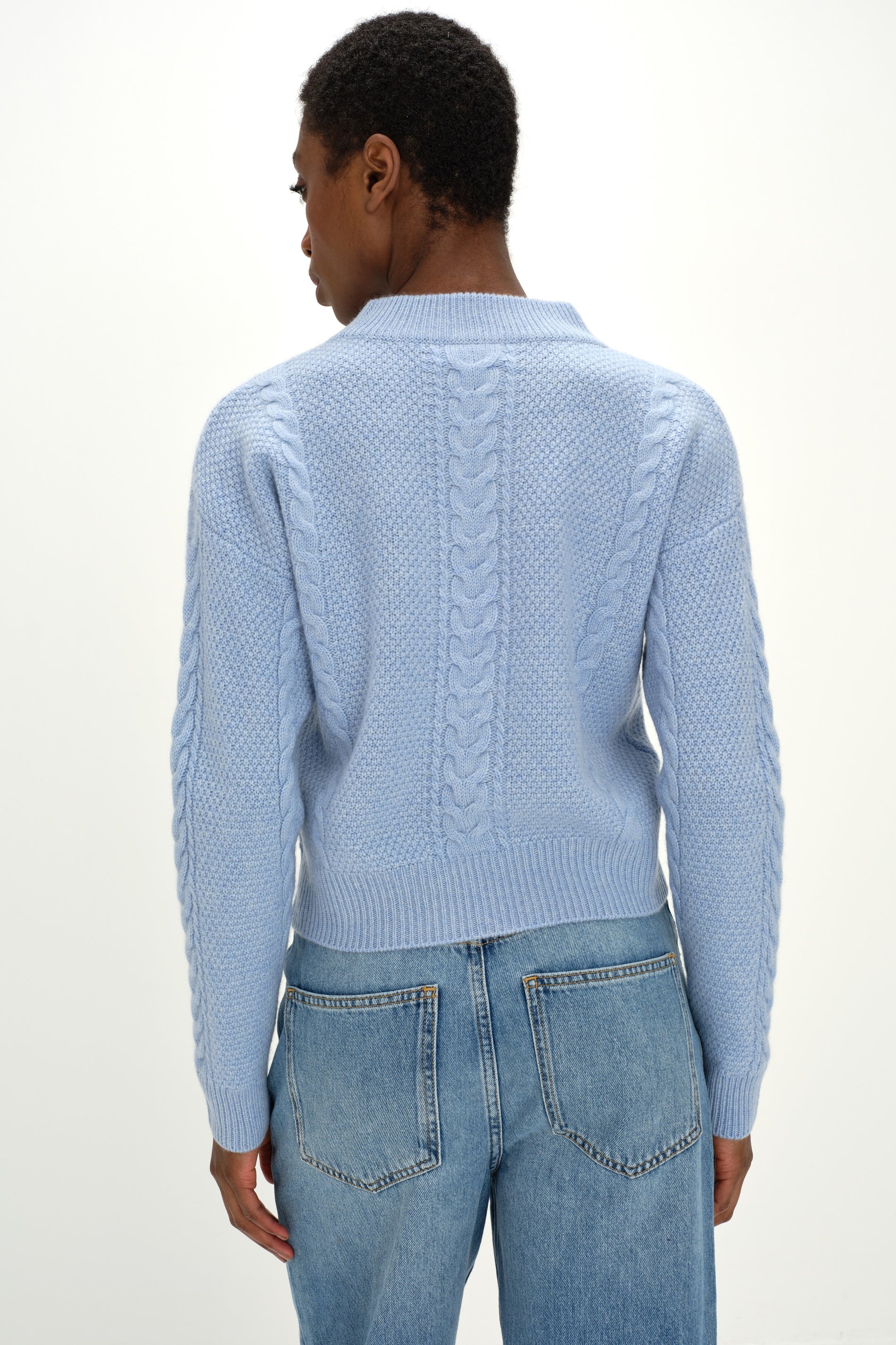 Davida Short Cable Sweater Sweaters Blue Fog