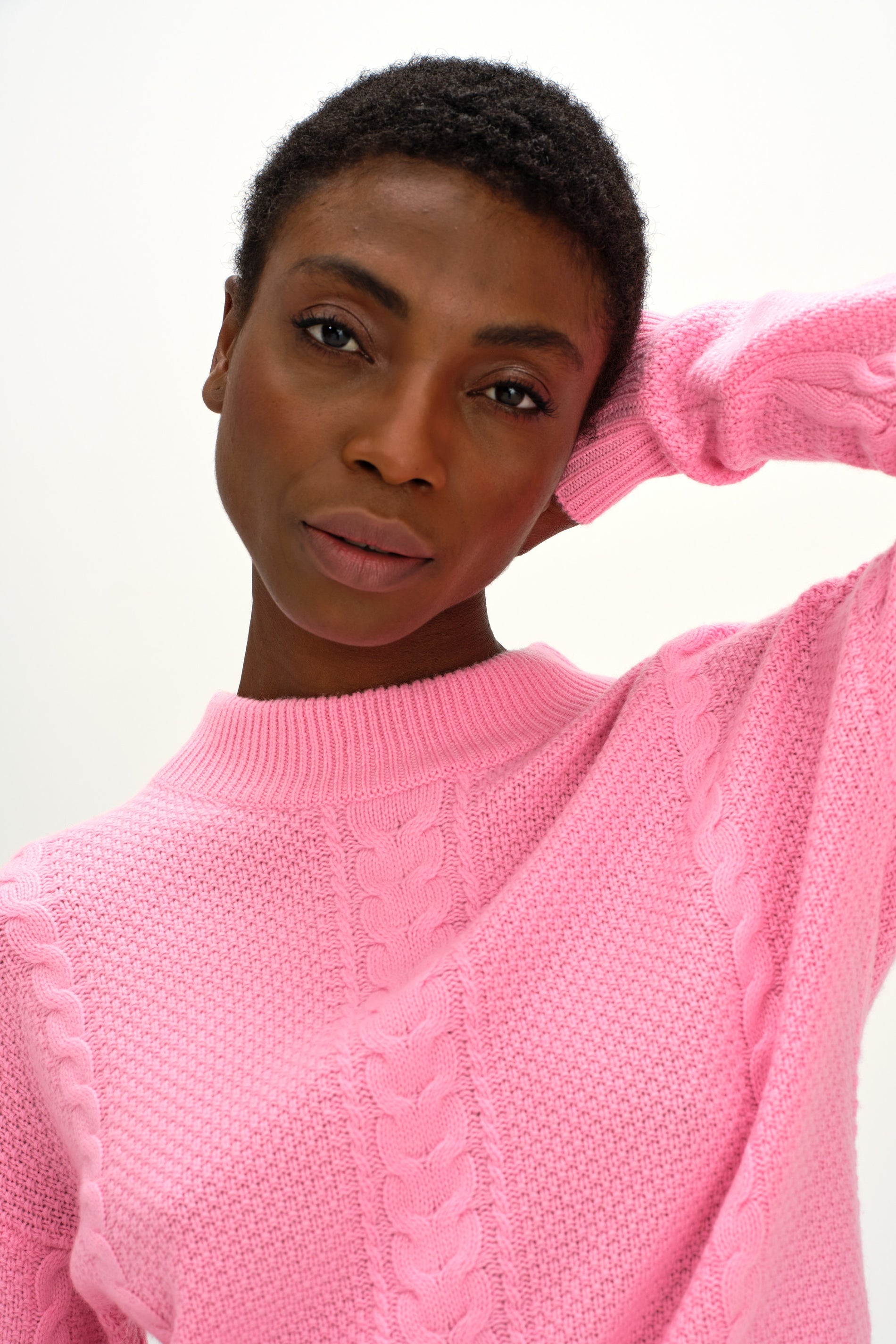 Davida Short Cable Sweater Sweaters Strong Pink