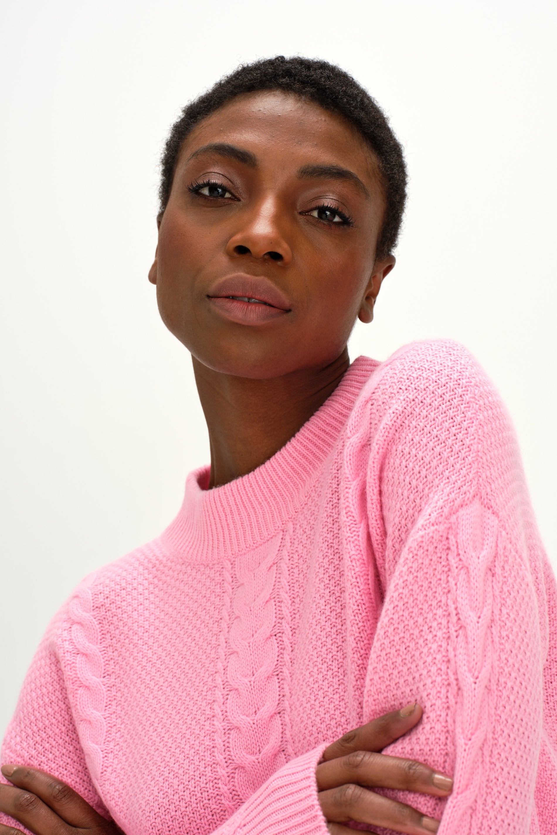 Davida Short Cable Sweater Sweaters Strong Pink