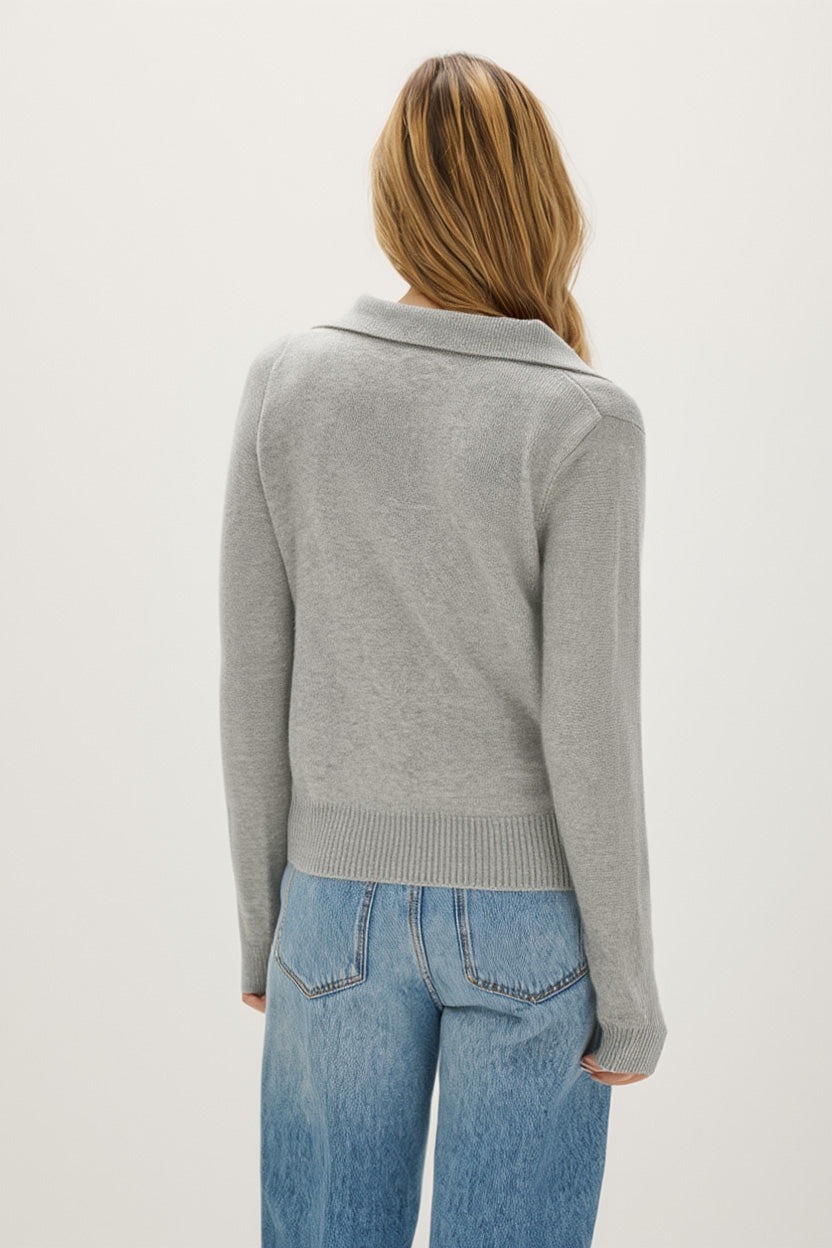 Davida Short Open Collar Sweater Sweaters Light Grey