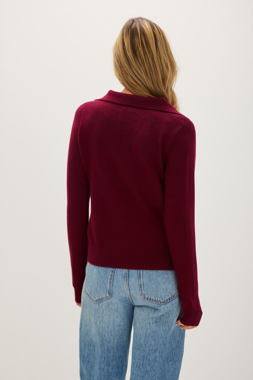 Davida Short Open Collar Sweater Sweaters Mulberry Red