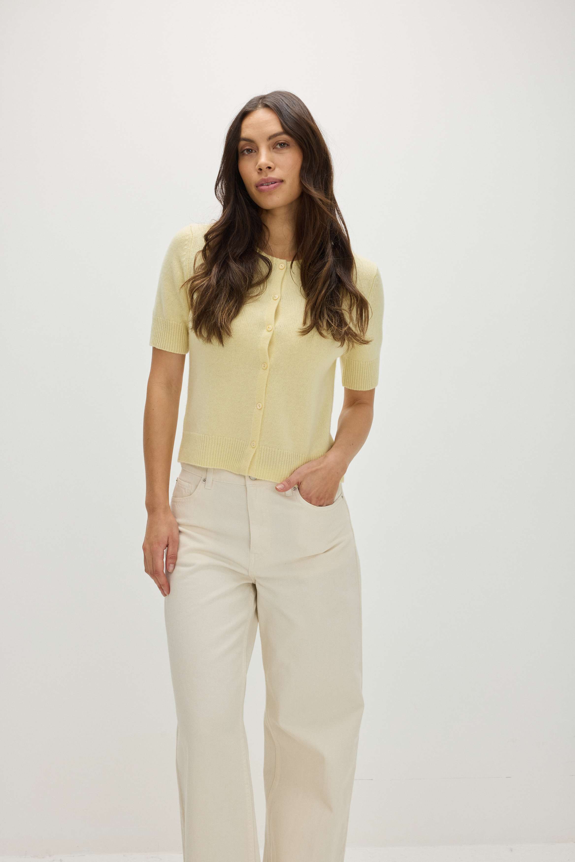 Short Sleeve Boxy Cardigan - Cardigans - Citrus – Davida Cashmere