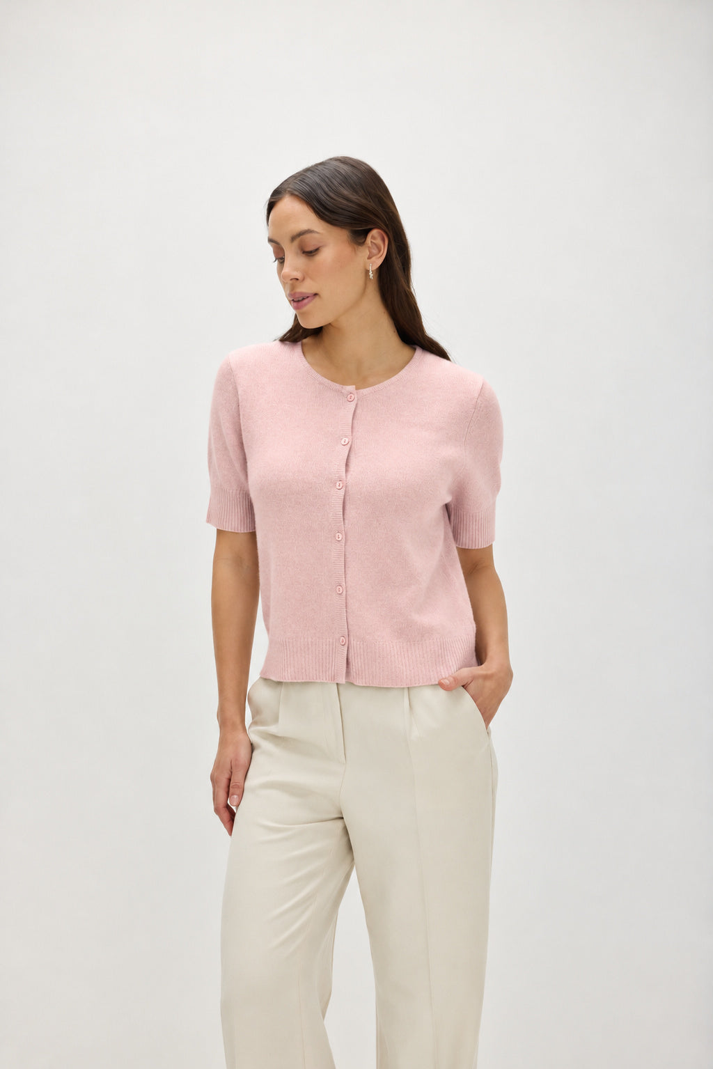 Davida Short Sleeve Boxy Cardigan Cardigans Pink