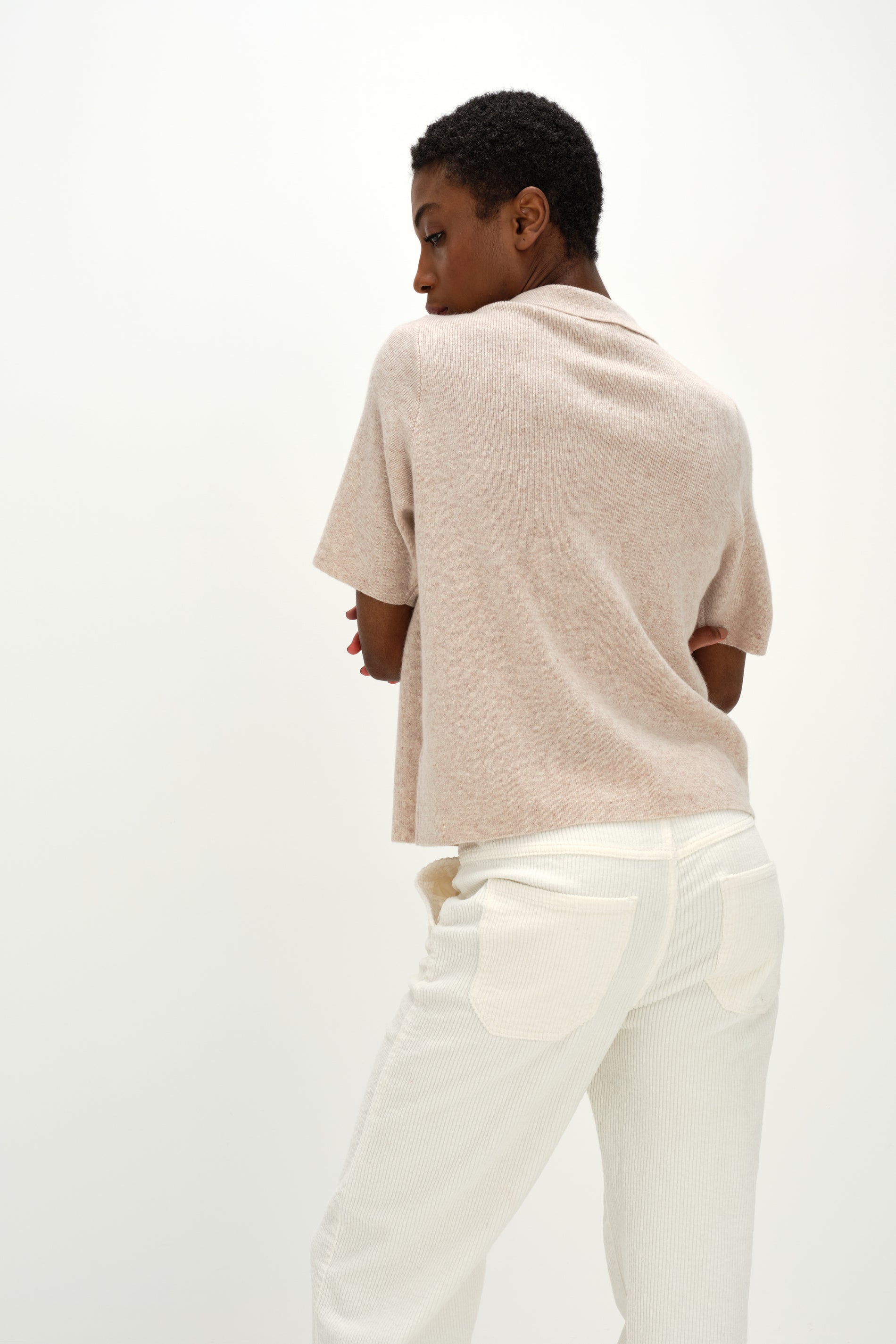 Davida Short Sleeve Cardigan Cardigans Light Beige
