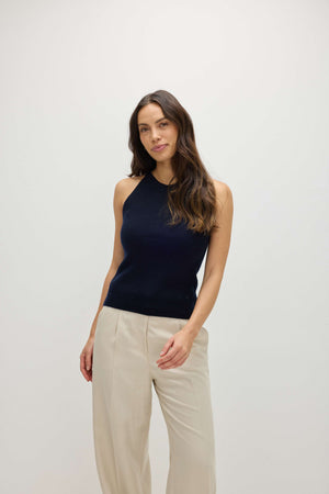 Sleeveless Rib Tank - Navy