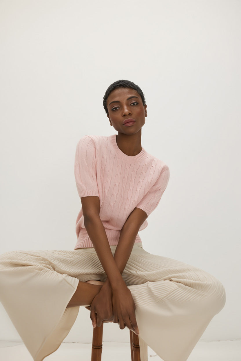 Davida T-Shirt Cable Sweaters Pink