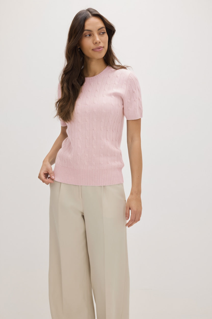 Davida T-Shirt Cable Sweaters Pink