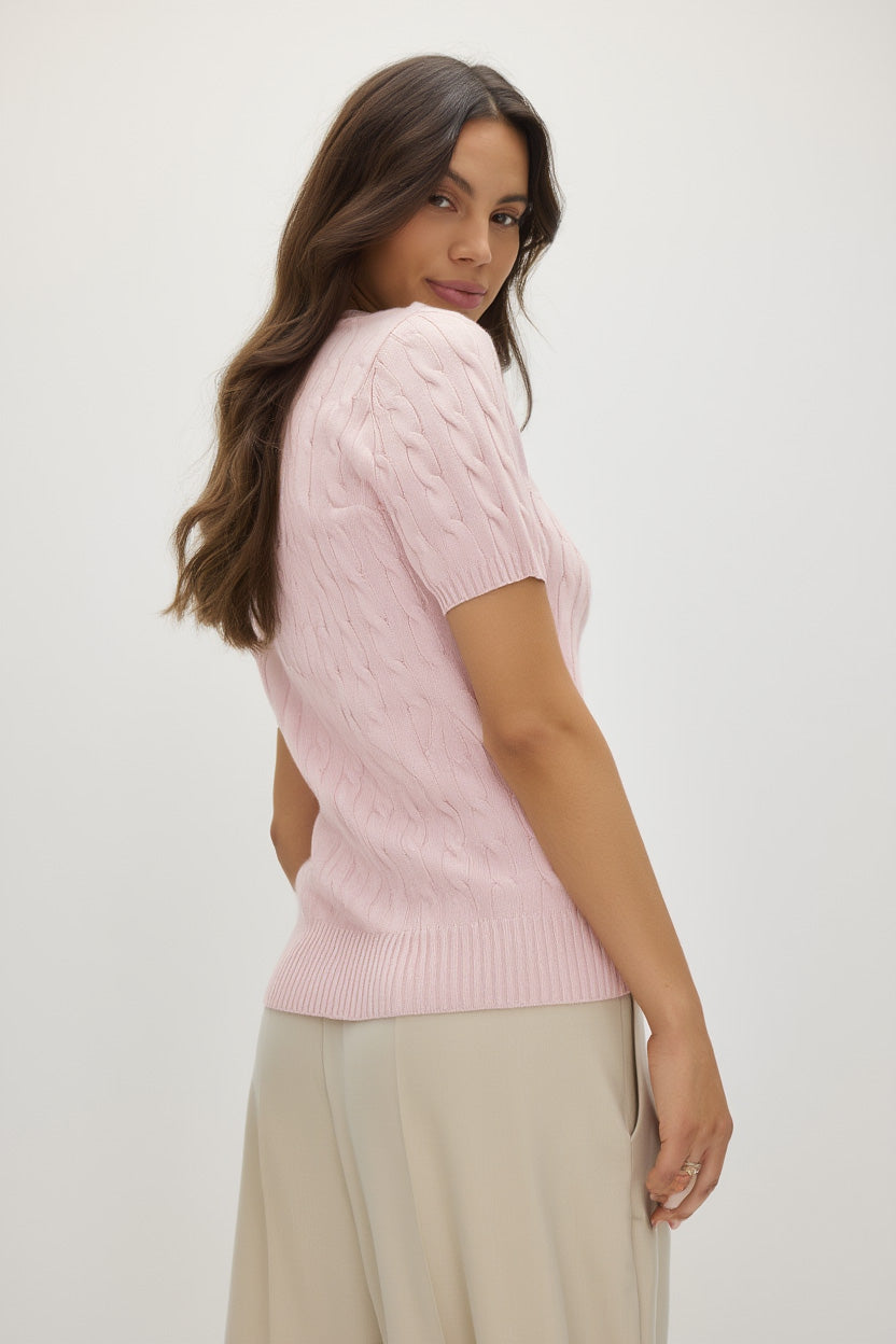 Davida T-Shirt Cable Sweaters Pink