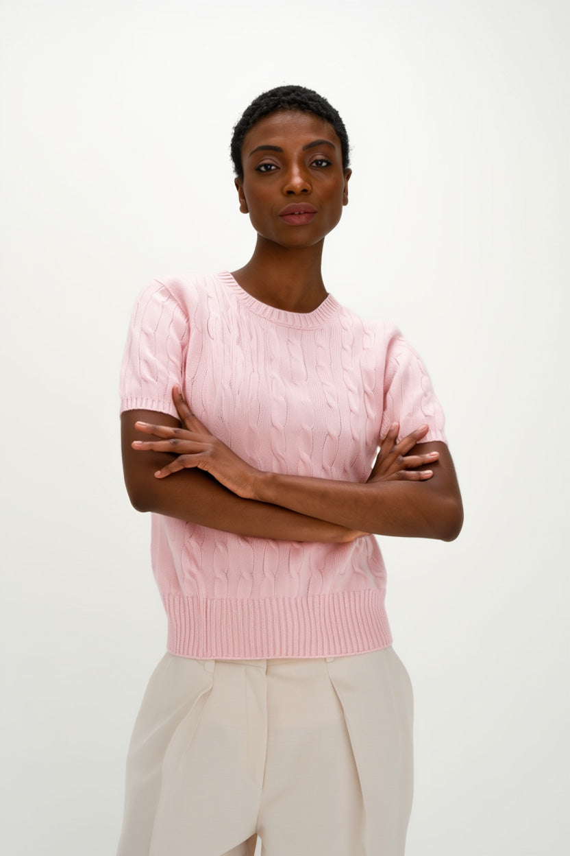 Davida T-Shirt Cable Sweaters Pink