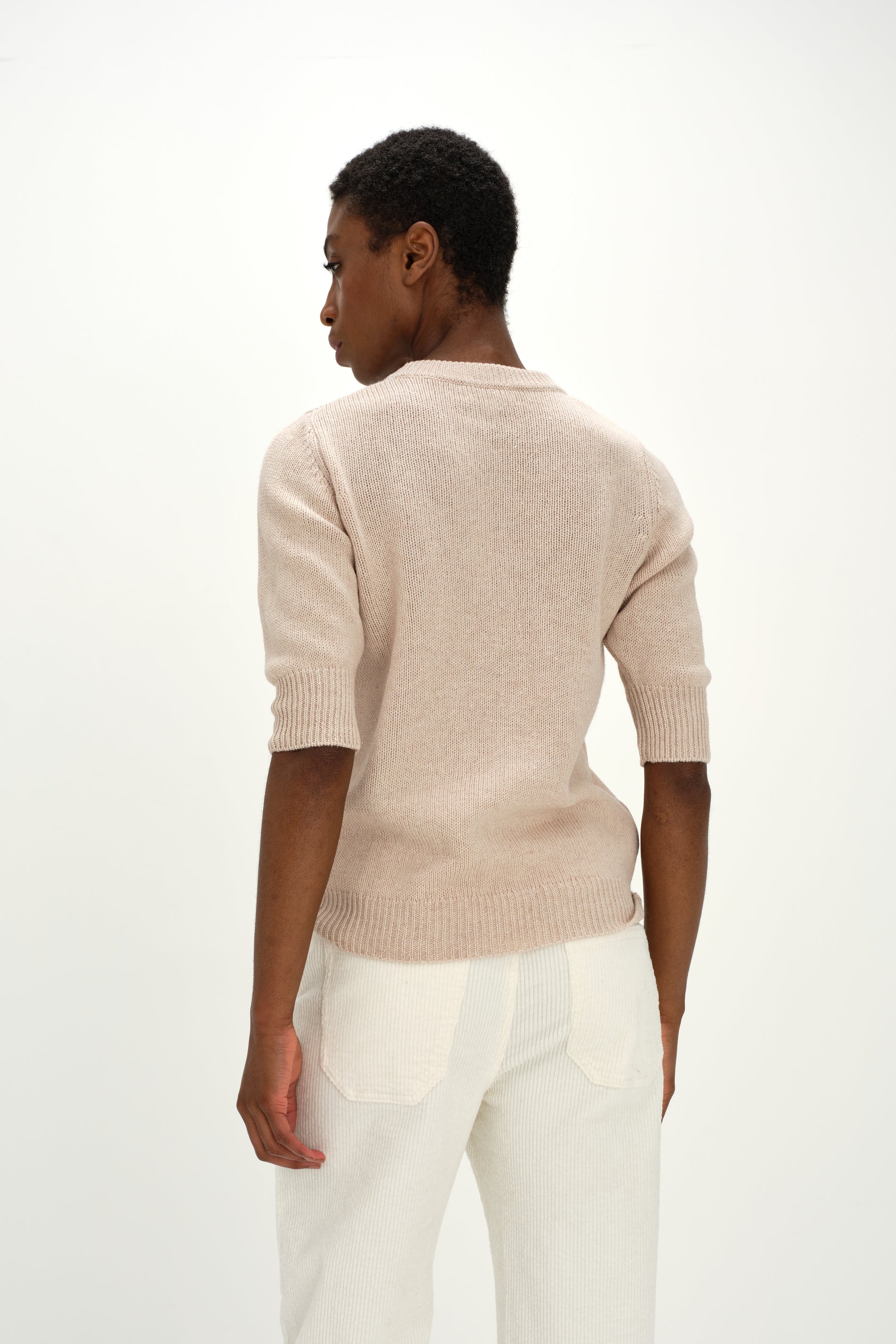 Davida T-Shirt Shiny Sweaters Light Beige