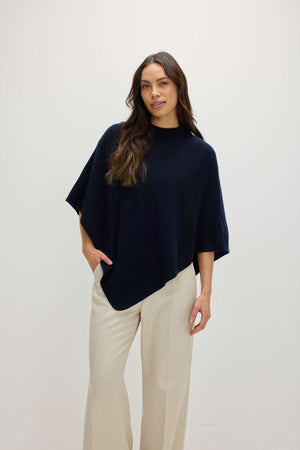 Triangle Poncho - Navy