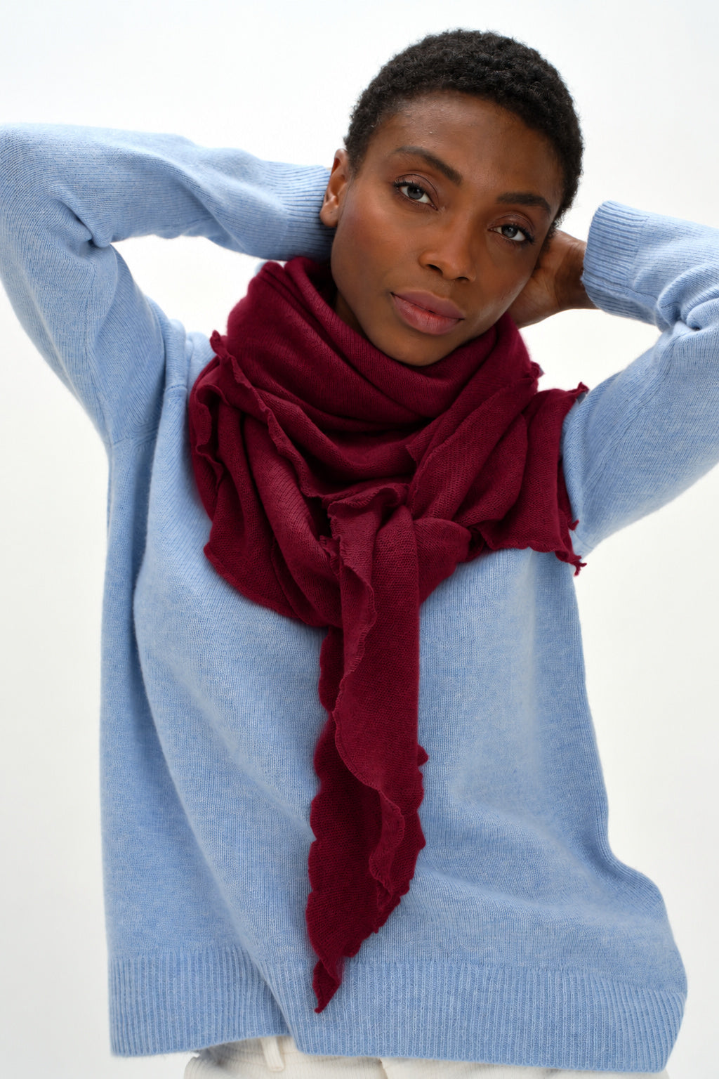 Davida Triangle Scarf Scarf Mulberry Red