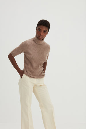 Turtleneck Rib T-shirt - Mink