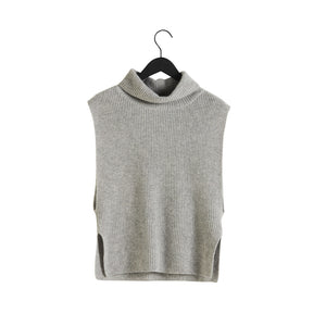 Turtleneck Ribbed Vest - Light Grey
