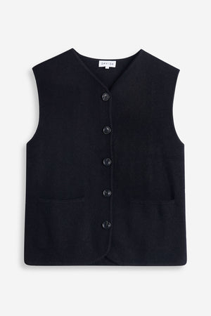 V-neck Cardigan Vest - Black