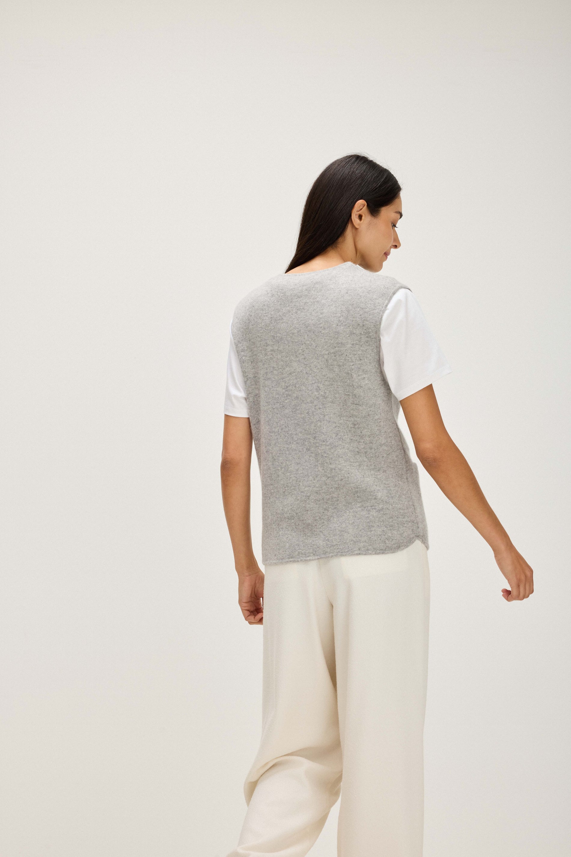 Davida V-neck Cardigan Vest Cardigans Light Grey