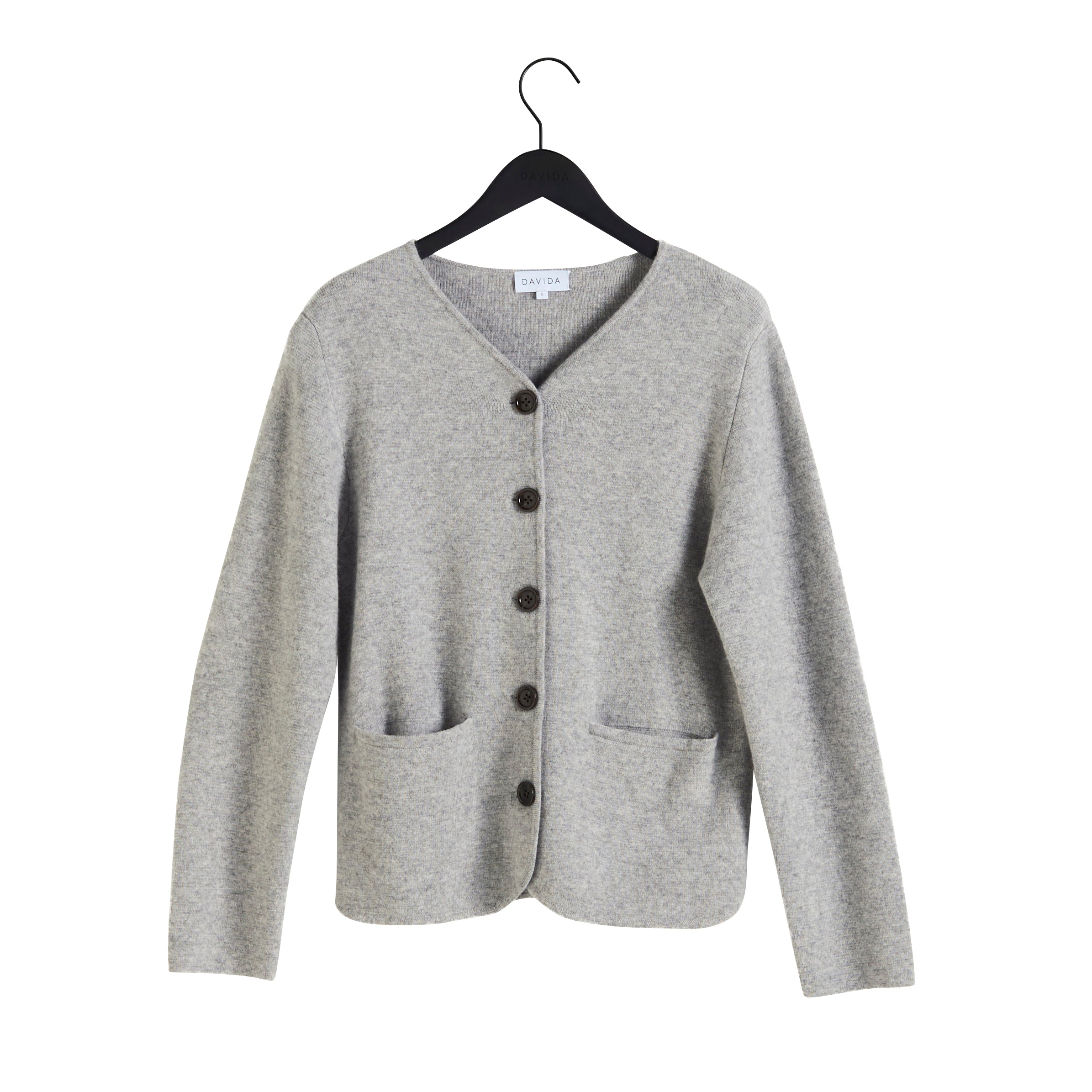 V-neck Jacket - Sweaters - Light Grey – Davida Cashmere