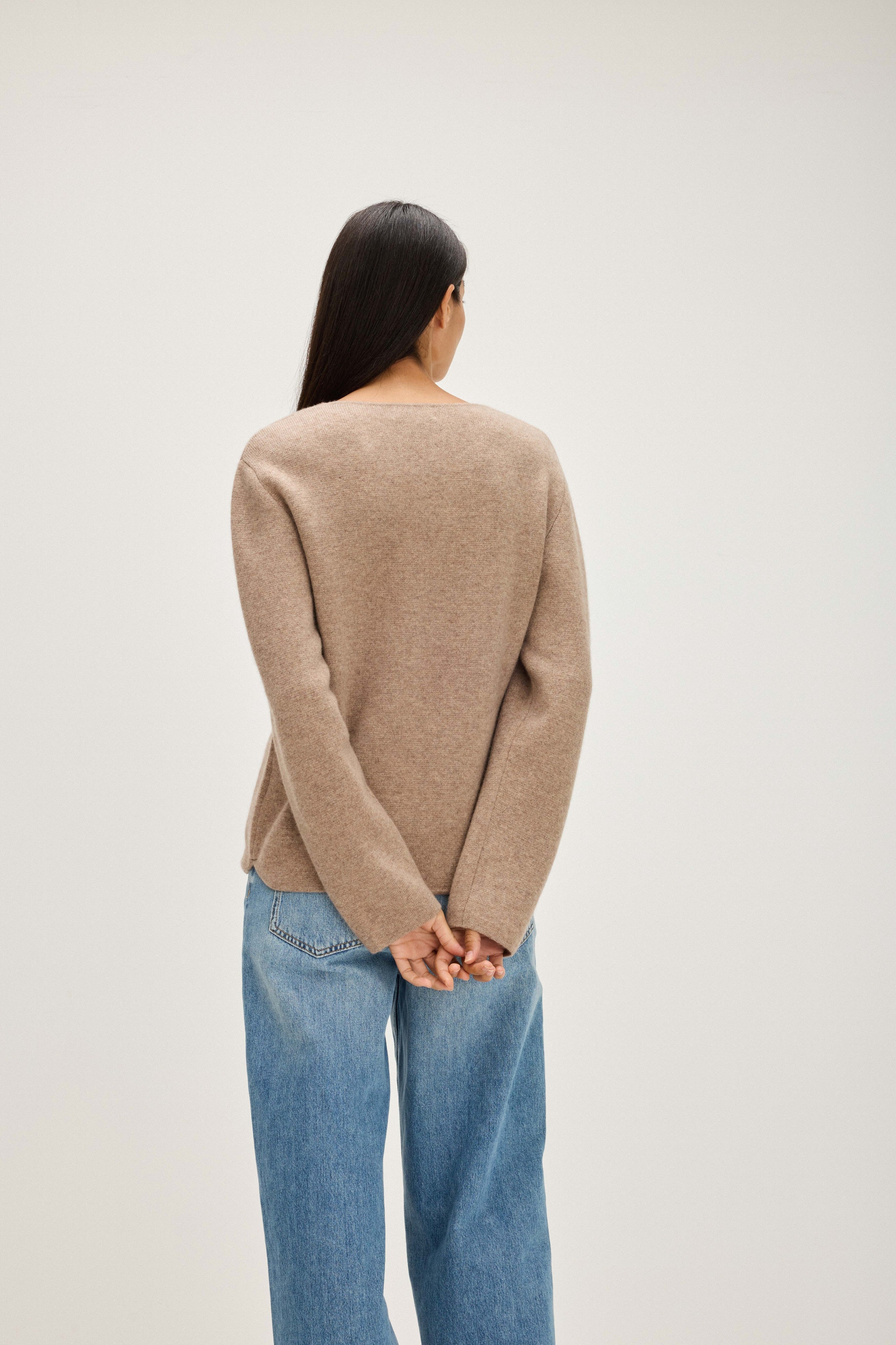 V-neck Jacket - Sweaters - Mink – Davida Cashmere