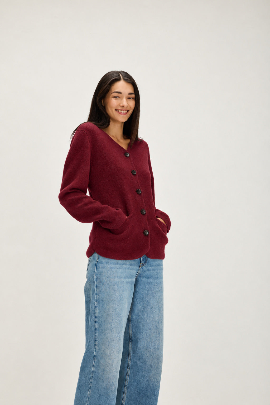 Davida V-neck Jacket Sweaters Mulberry Red