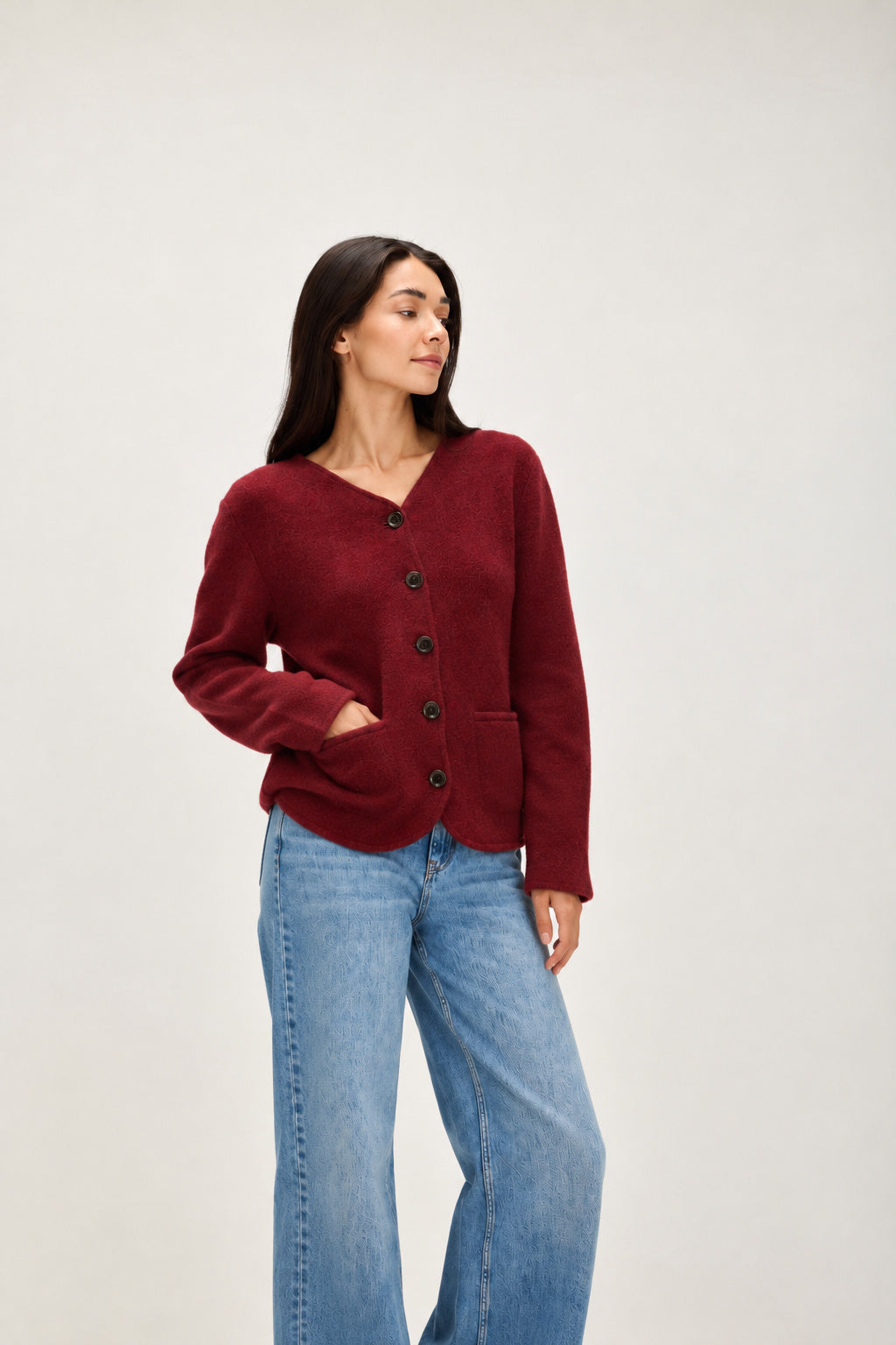 Davida V-neck Jacket Sweaters Mulberry Red