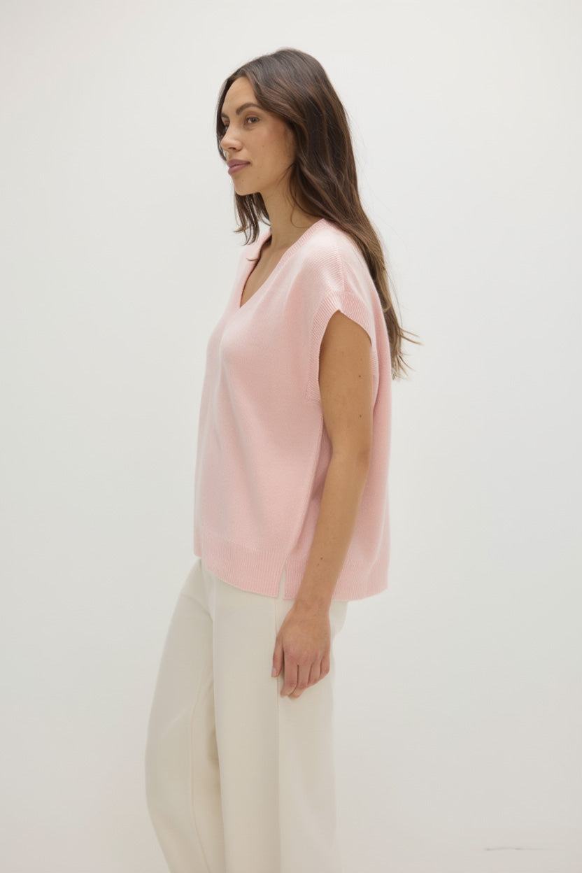 Davida V-neck Oversized Vest Sweaters Pink