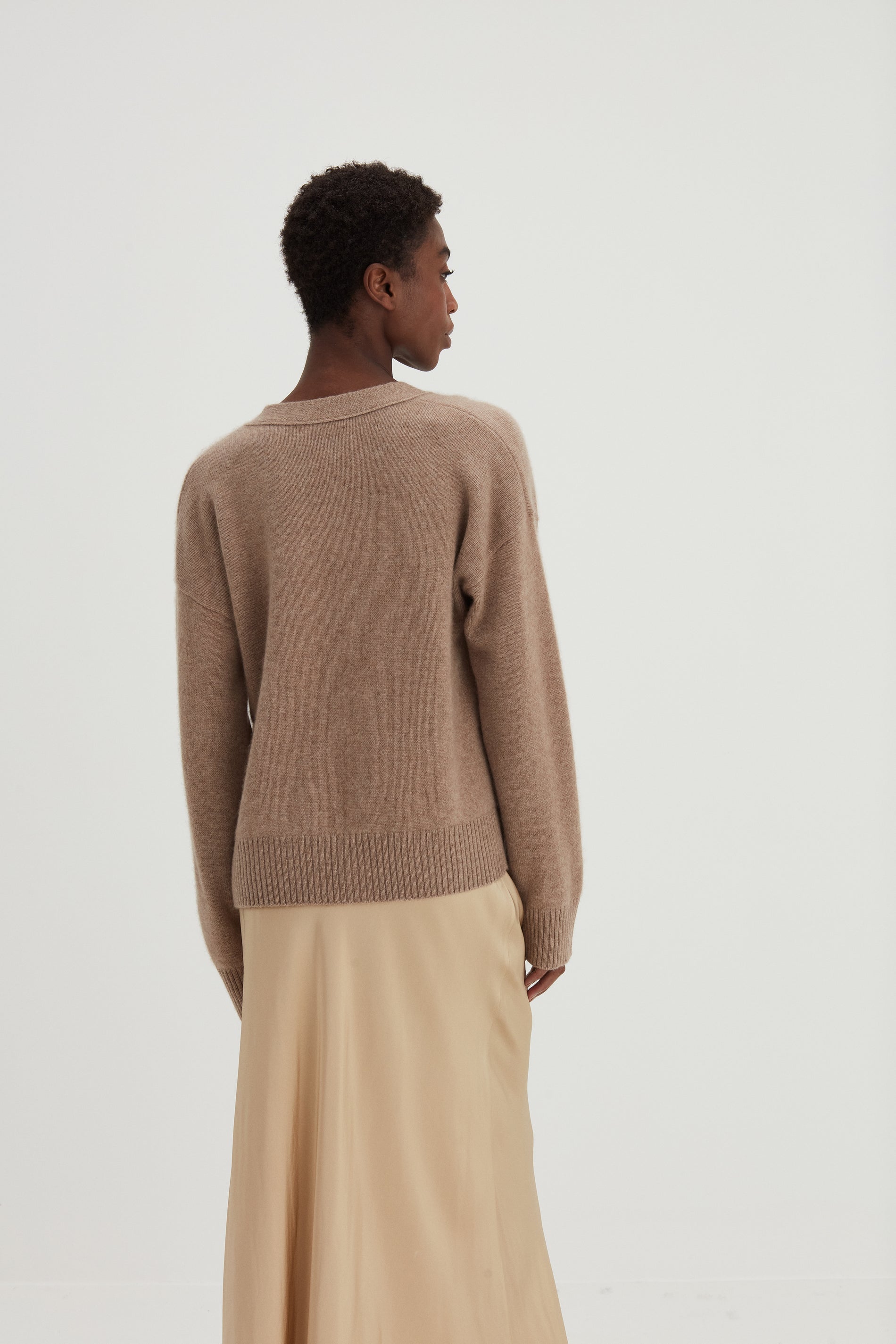 Davida V-neck Wide Cardigan Cardigans Mink