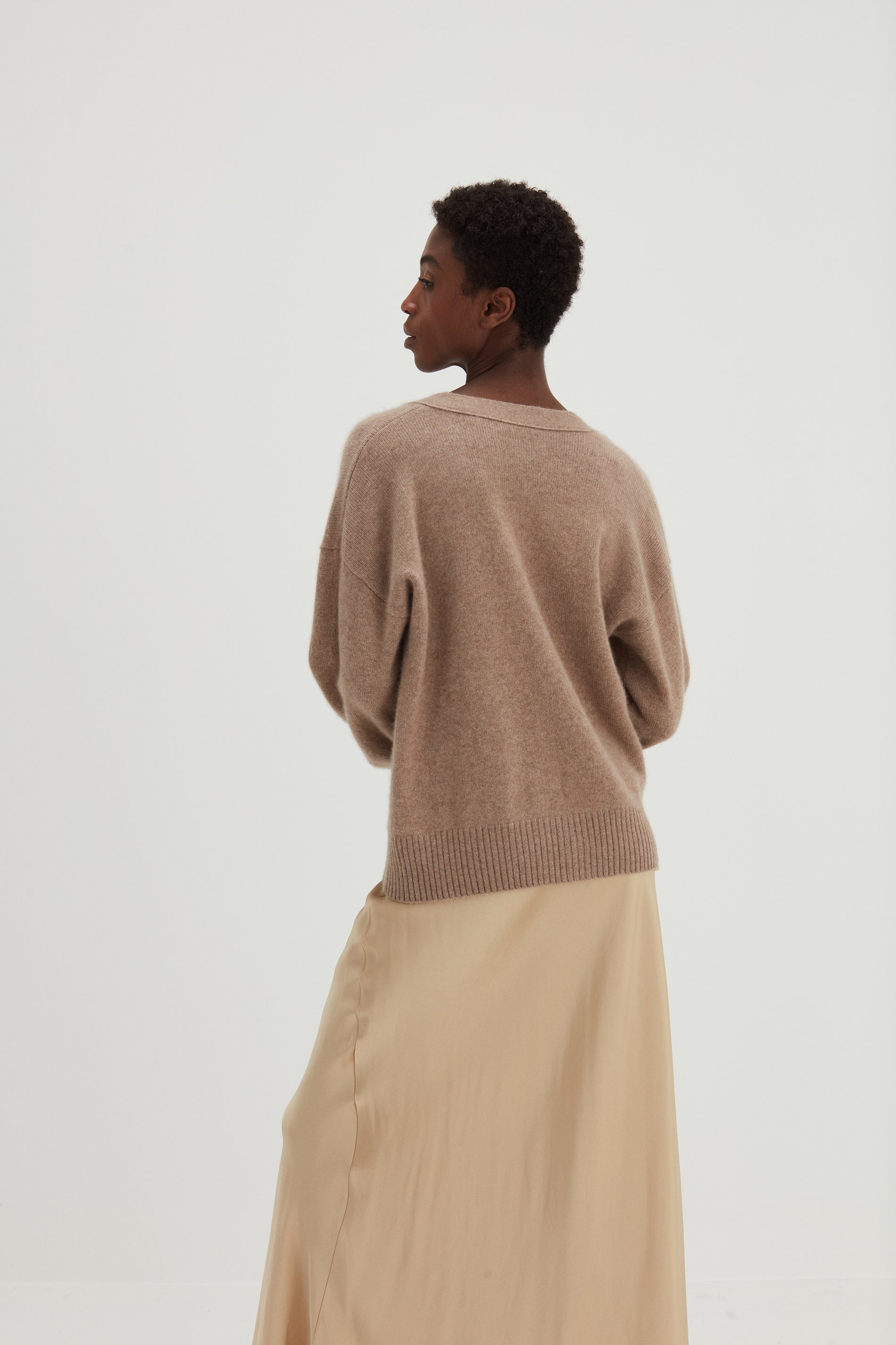 Davida V-neck Wide Cardigan Cardigans Mink