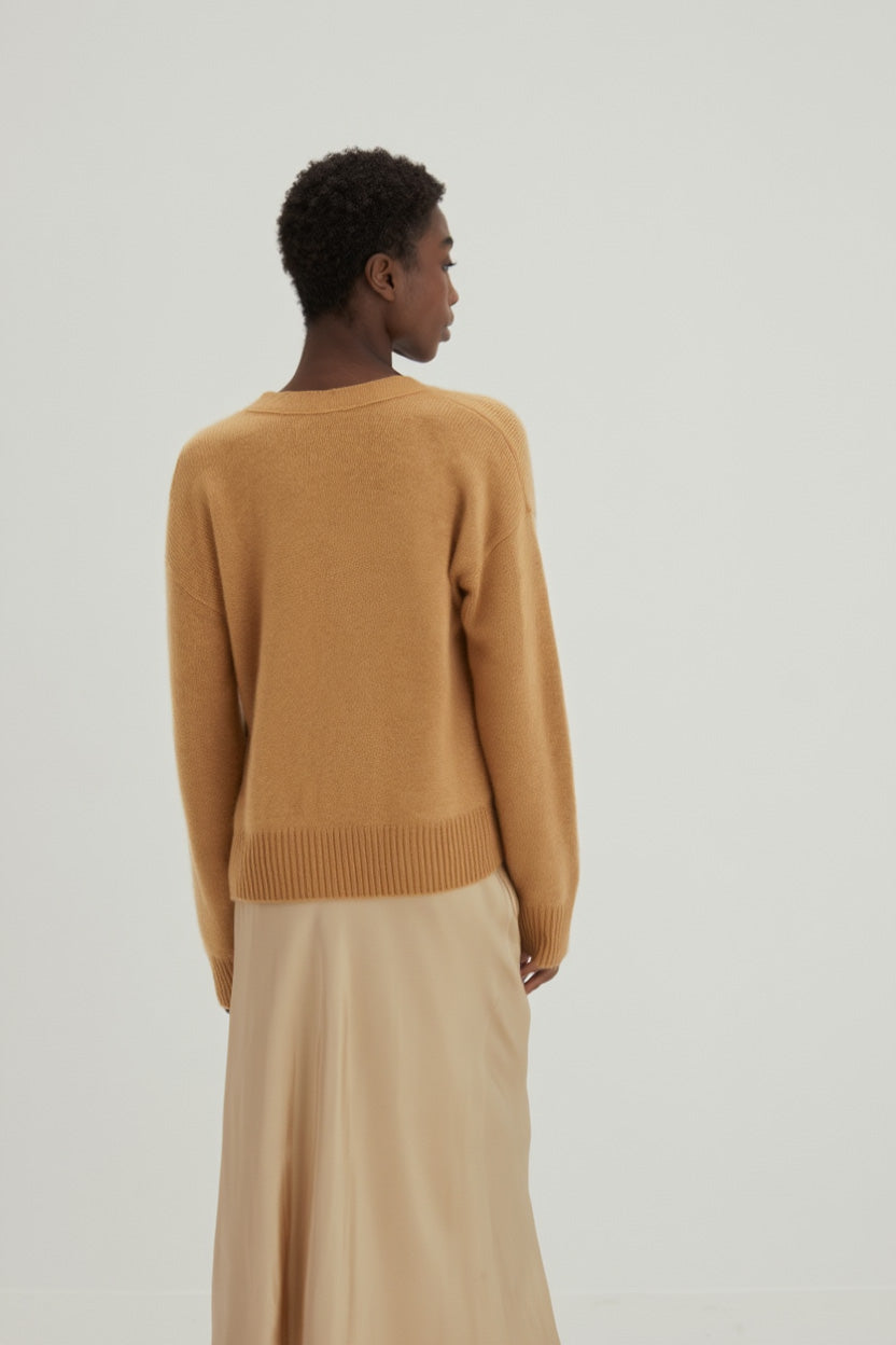 Davida V-neck Wide Cardigan Cardigans Wheat