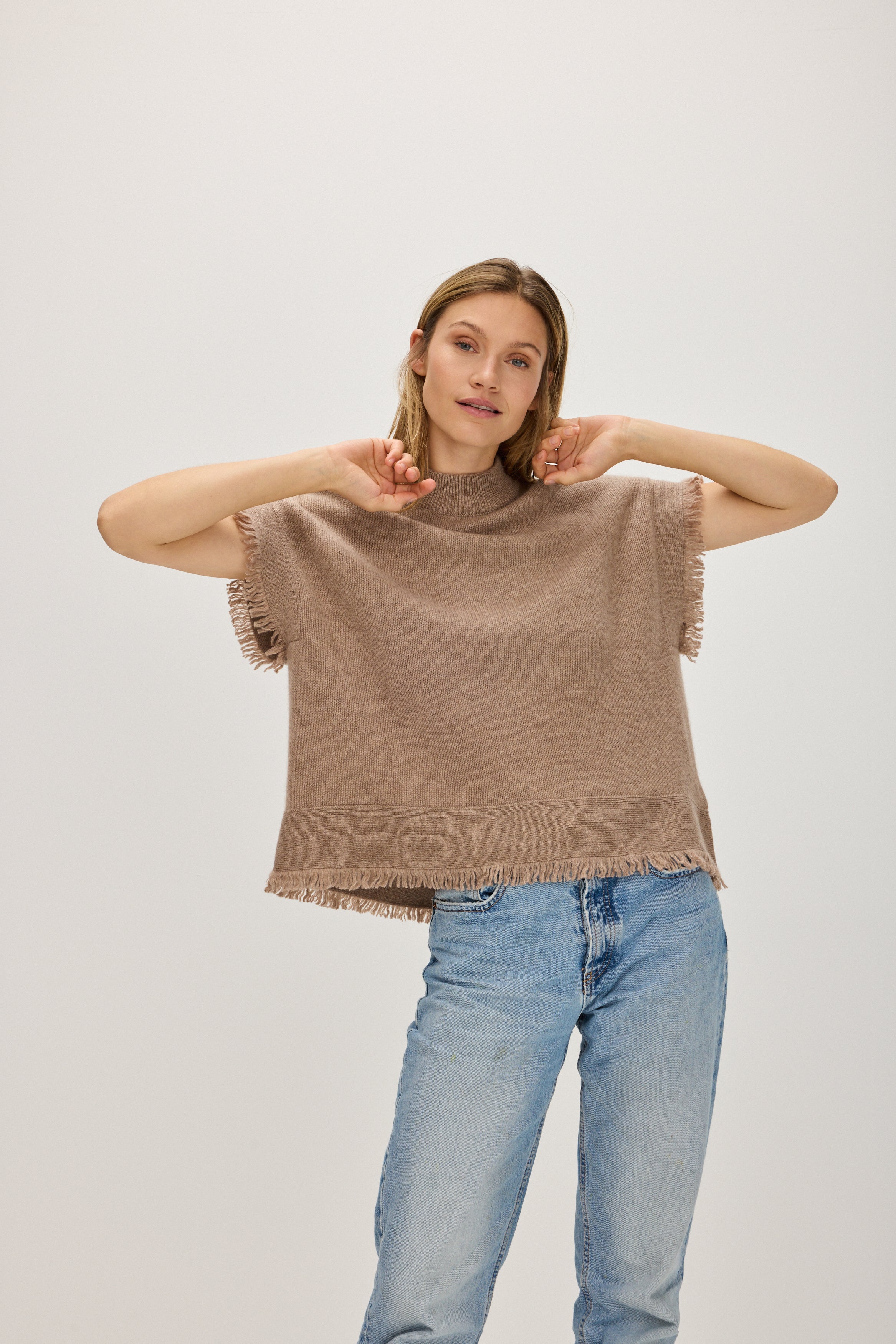 Vest Fringes - Sweaters - Mink – Davida Cashmere