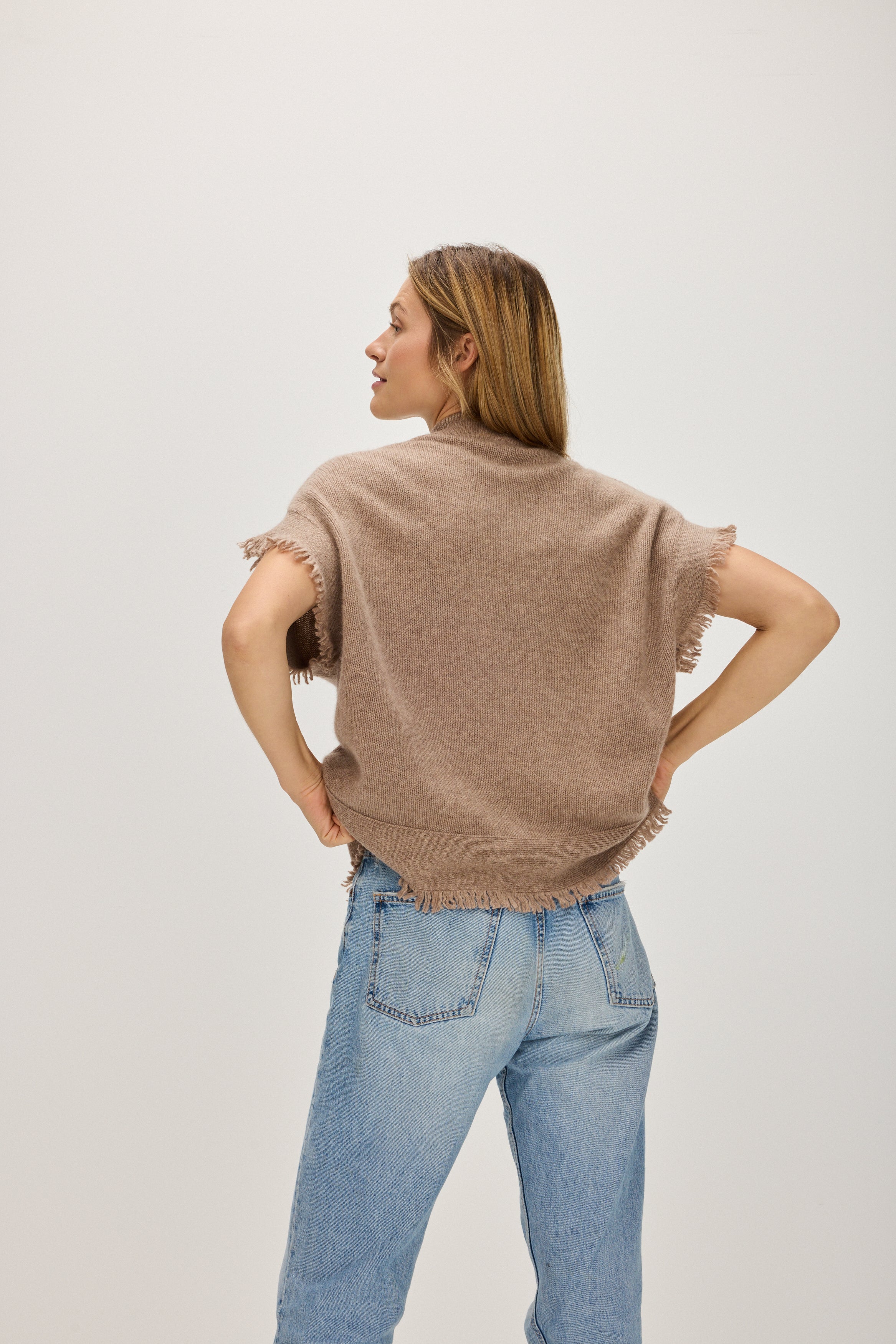 Vest Fringes - Sweaters - Mink – Davida Cashmere