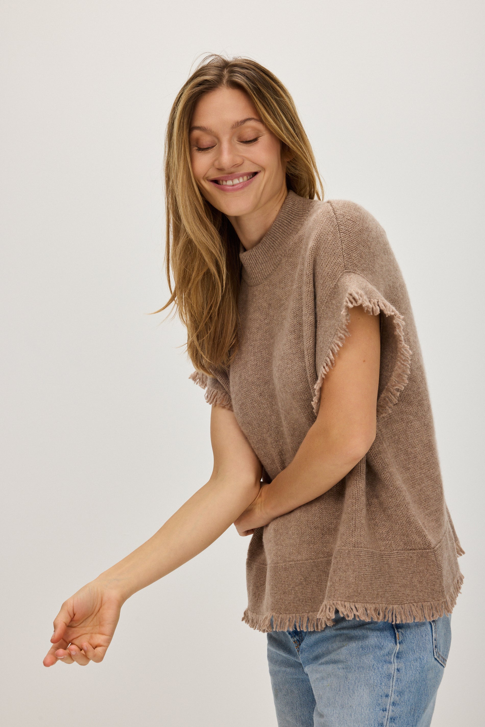 Davida Vest Fringes Sweaters Mink