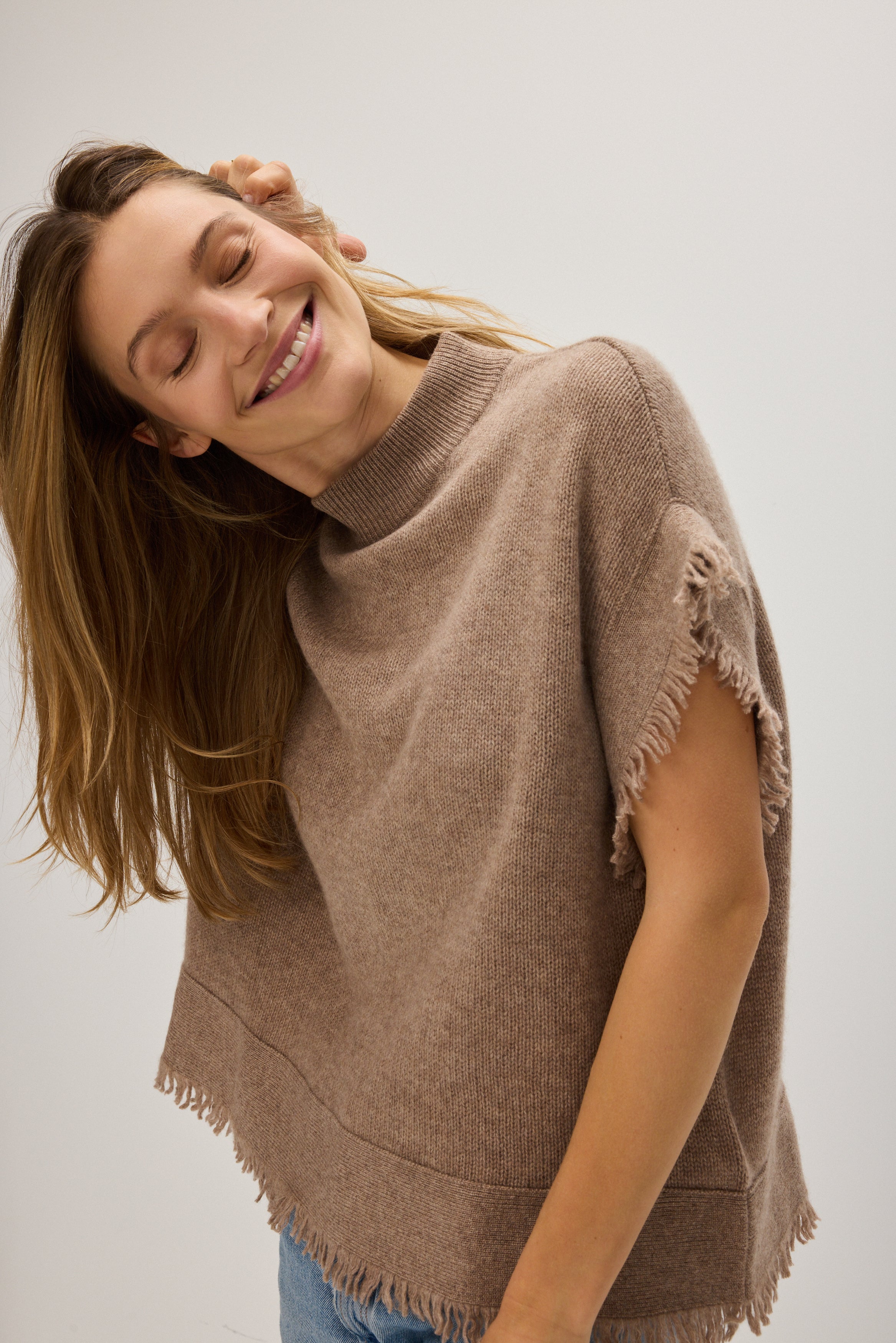 Vest Fringes - Sweaters - Mink – Davida Cashmere