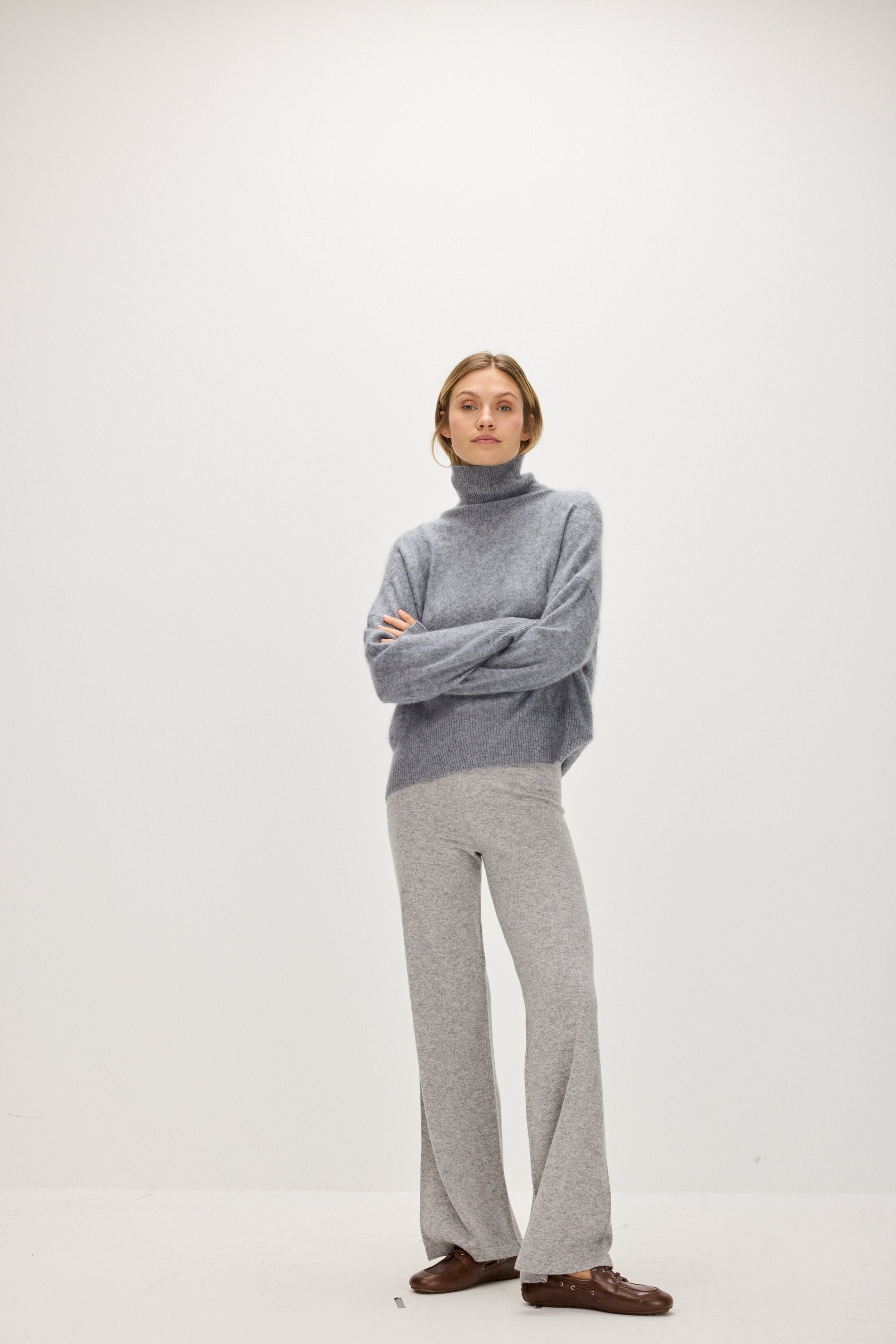 Davida Wide Pants Pants Light Grey