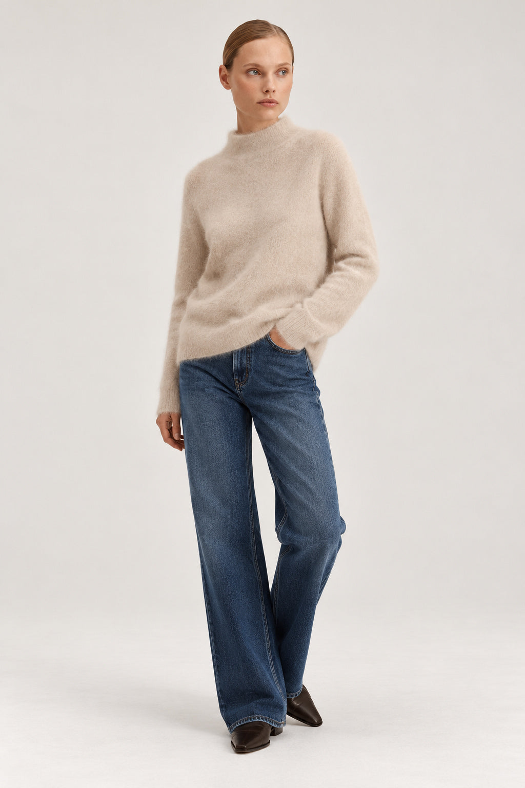 Davida brushed funnelneck sweater Sweaters Light Beige