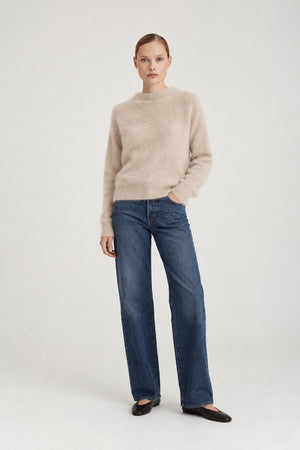 brushed funnelneck sweater - Light Beige