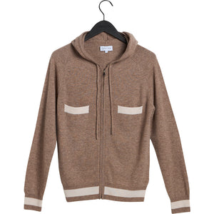 contrast color hoodie - Mink/White