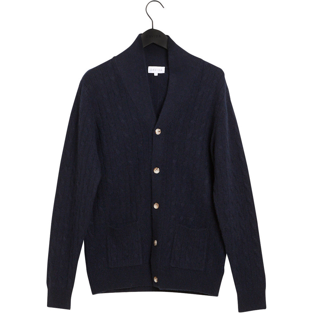 Davida man cable cardigan buttons Cardigans Navy