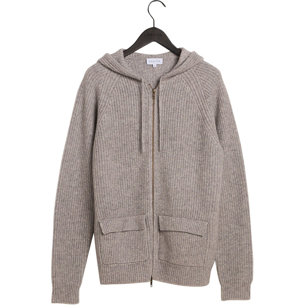 Davida man chunky rib hood Cardigans Light Grey